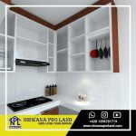 Desain lemari gantung dapur kayu minimalis dengan elegan dan fungsional